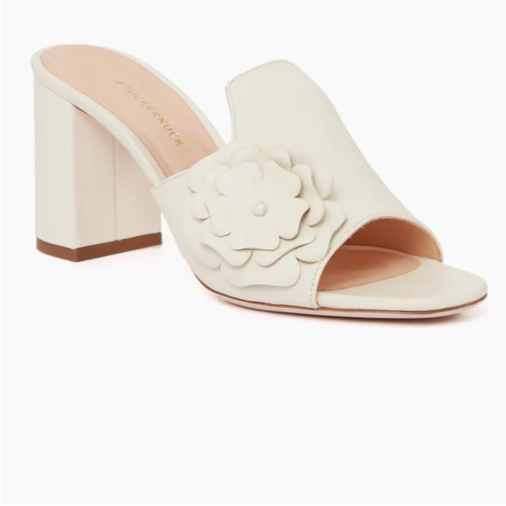 Tuckernuck Cream Mules with Floral Detail